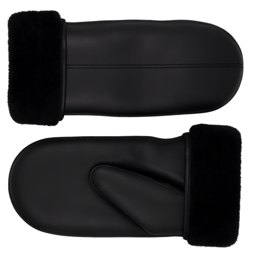 Zavelio Men's Sheepskin Mittens – Solid Black
