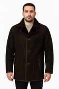 Zavelio Men's Shearling Sheepskin Leather Classic Coat - Brown – Brown