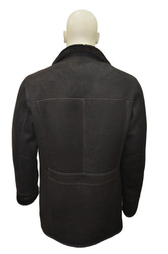 Zavelio Men's Shearling Sheepskin Leather Classic Coat - Brown – Brown