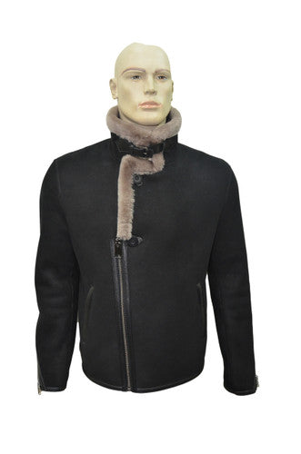 Zavelio Men's Sheepskin Jacket 1313 – Black