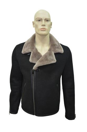 Zavelio Men's Sheepskin Jacket 1313 – Black