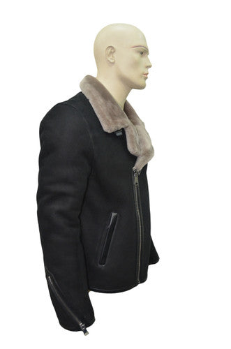 Zavelio Men's Sheepskin Jacket 1313 – Black