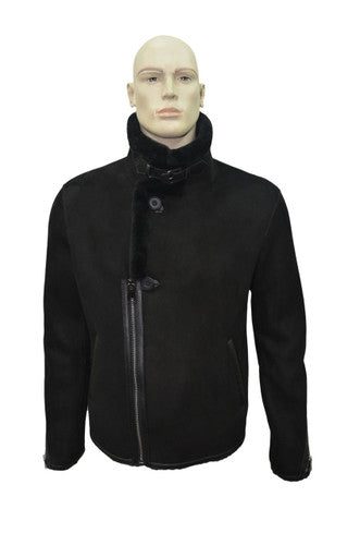 Zavelio Men's Sheepskin Jacket 1313 – Solid Black