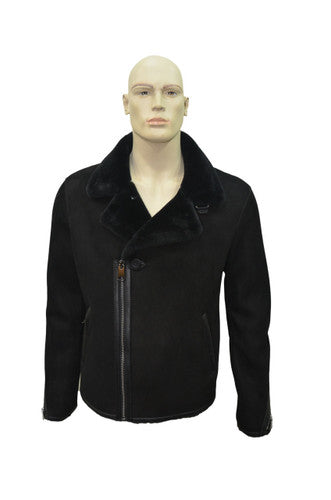 Zavelio Men's Sheepskin Jacket 1313 – Solid Black