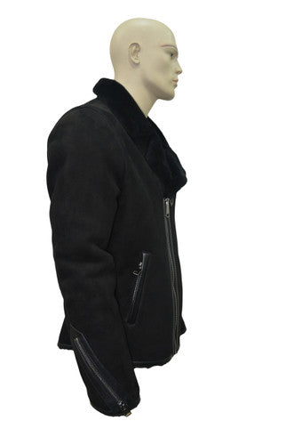 Zavelio Men's Sheepskin Jacket 1313 – Solid Black
