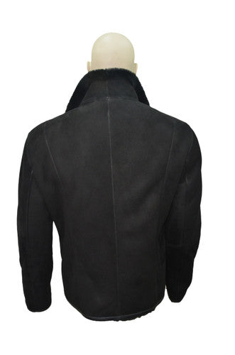 Zavelio Men's Sheepskin Jacket 1313 – Solid Black
