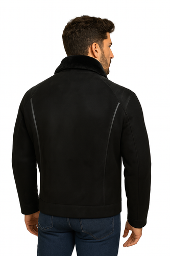 Zavelio Men's Sheepskin Jacket 1401 – Black