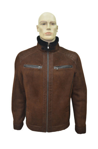 Zavelio Men's Sheepskin Jacket 1401 – Brick