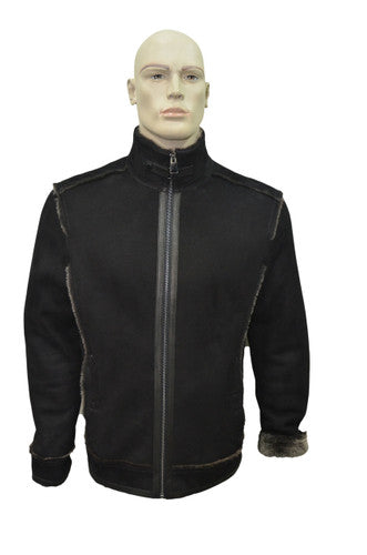 Zavelio Men's Sheepskin Jacket 1402 – Black