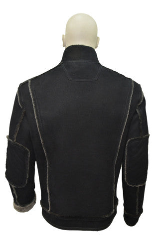 Zavelio Men's Sheepskin Jacket 1402 – Black
