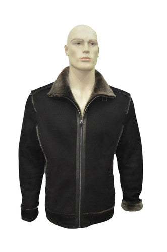 Zavelio Men's Sheepskin Jacket 1402 – Black