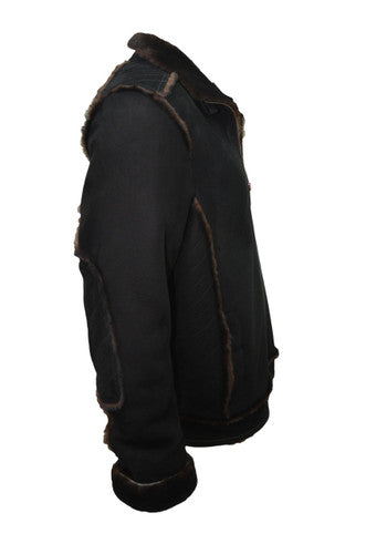 Zavelio Men's Shearling Sheepskin Classic Coat - Brown – Brown