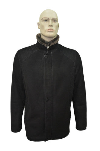 Zavelio Men's Sheepskin Coat 1403 – Black