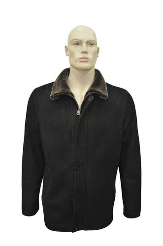 Zavelio Men's Sheepskin Coat 1403 – Black