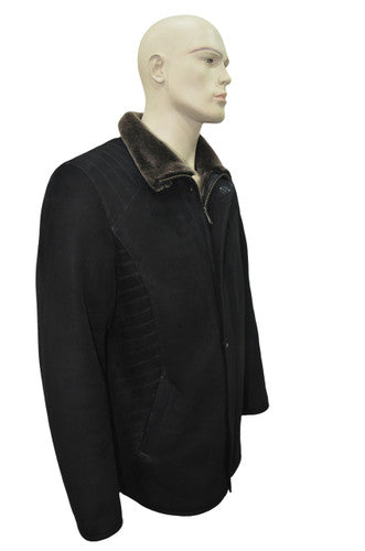 Zavelio Men's Sheepskin Coat 1403 – Black
