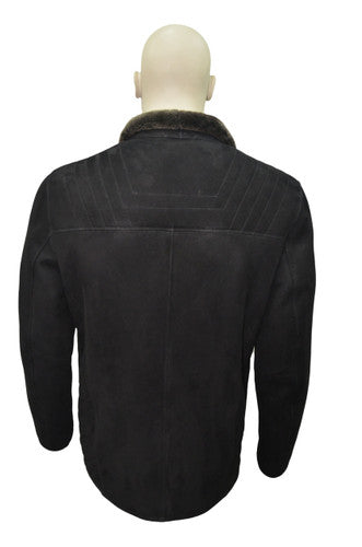 Zavelio Men's Sheepskin Coat 1403 – Black