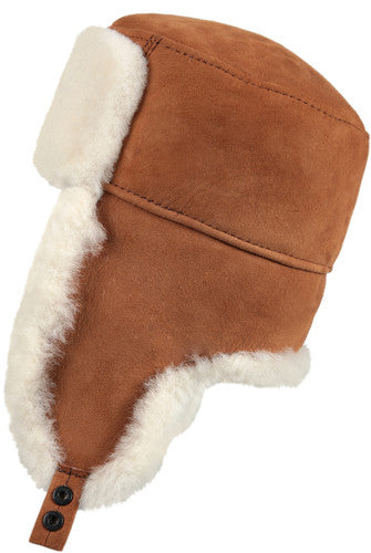 Zavelio Sheepskin Ushanka Hat – Cognac