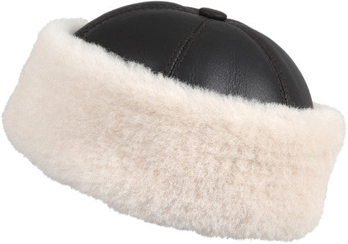 Zavelio Bonnet en peau de mouton – marron/beige