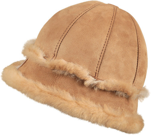 Zavelio Women's Sheepskin Bucket Hat – Tan