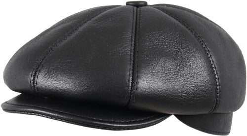 Zavelio Men's Eight-Panel Sheepskin Ivy Cap – Black