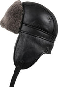 Zavelio Sheepskin Biker Trapper Hat – Black