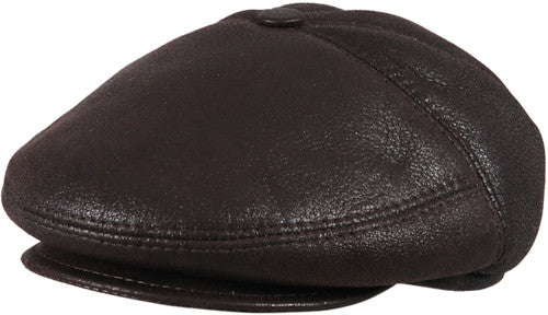 Zavelio Men's Five-Panel Sheepskin Ivy Cap – Brown