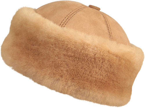 Zavelio Sheepskin Beanie Hat – Tan