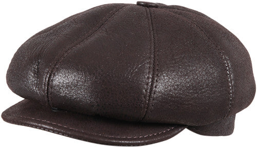 Zavelio Men's Eight-Panel Sheepskin Ivy Cap – Brown