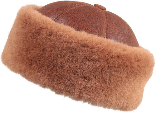 Zavelio Sheepskin Beanie Hat – Peach Brown