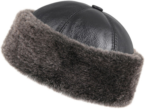 Zavelio Sheepskin Beanie Hat – Black