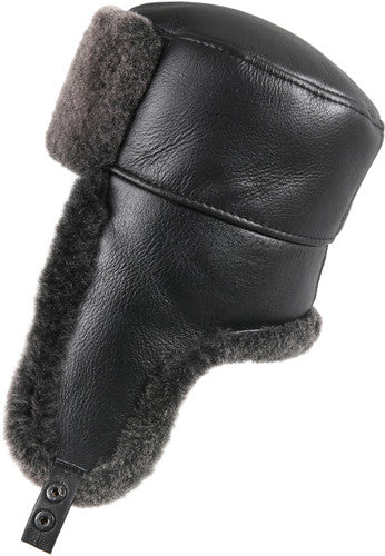 Zavelio Sheepskin Ushanka Hat – Black