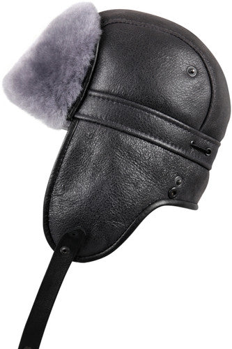 Zavelio Sheepskin Biker Trapper Hat – Light Blue