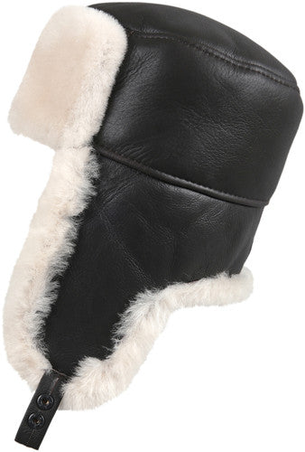 Zavelio Sheepskin Ushanka Hat – Brown/Beige