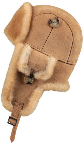 Zavelio Unisex Sheepskin Trapper Hat – Tan