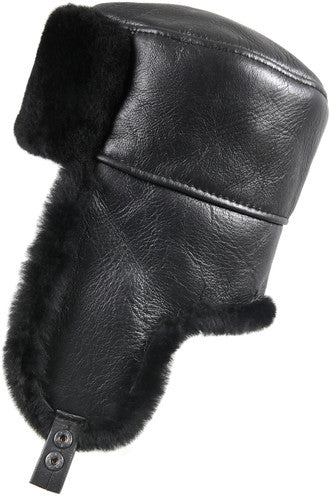 Zavelio Sheepskin Ushanka Hat – Solid Black
