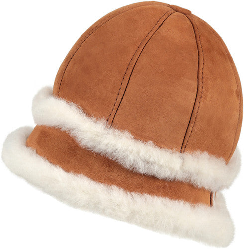 Zavelio Women's Sheepskin Bucket Hat – Cognac
