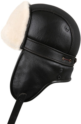 Zavelio Sheepskin Biker Trapper Hat – Brown/Beige