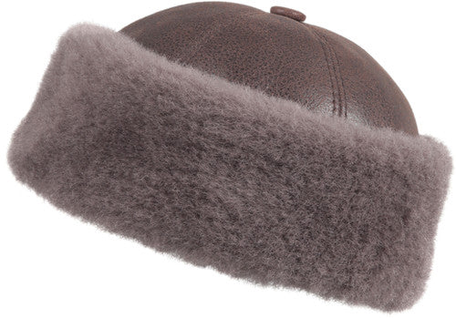Zavelio Bonnet en peau de mouton – marron taupe
