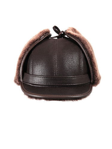 Zavelio Sheepskin Visor Hat – Brown