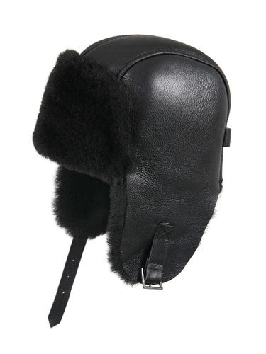 Zavelio Sheepskin Pilot Hat – Solid Black