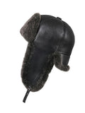 Zavelio Six-Panel Sheepskin Ushanka Hat – Black