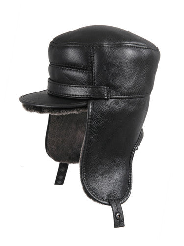 Zavelio Sheepskin Elmer Fudd Visor Hat – Black