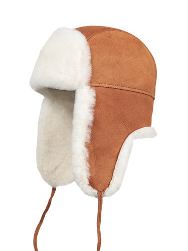 Zavelio Kids' Sheepskin Aviator Hat – Cognac