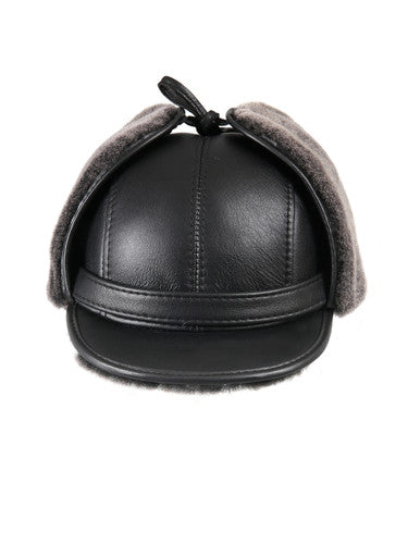 Zavelio Sheepskin Visor Hat – Black