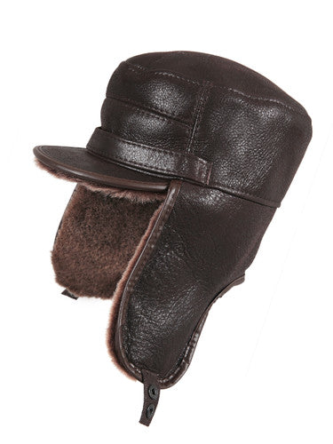 Zavelio Sheepskin Elmer Fudd Visor Hat – Brown