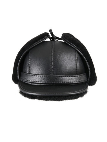 Zavelio Sheepskin Visor Hat – Solid Black
