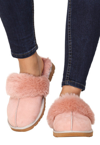 Zavelio Women's Sheepskin Slippers – Pink