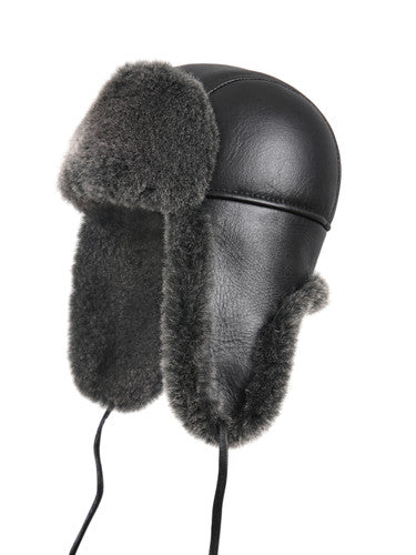 Zavelio Kids' Sheepskin Aviator Hat – Black