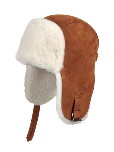 Zavelio Sheepskin Pilot Hat – Cognac