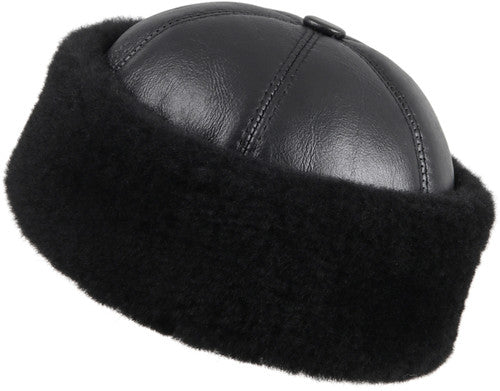 Zavelio Sheepskin Beanie Hat – Solid Black